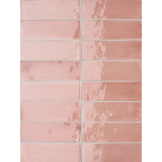 Wandfliesen in Retro Tbrick Format 5,2 x 16 cm Glossy Pink